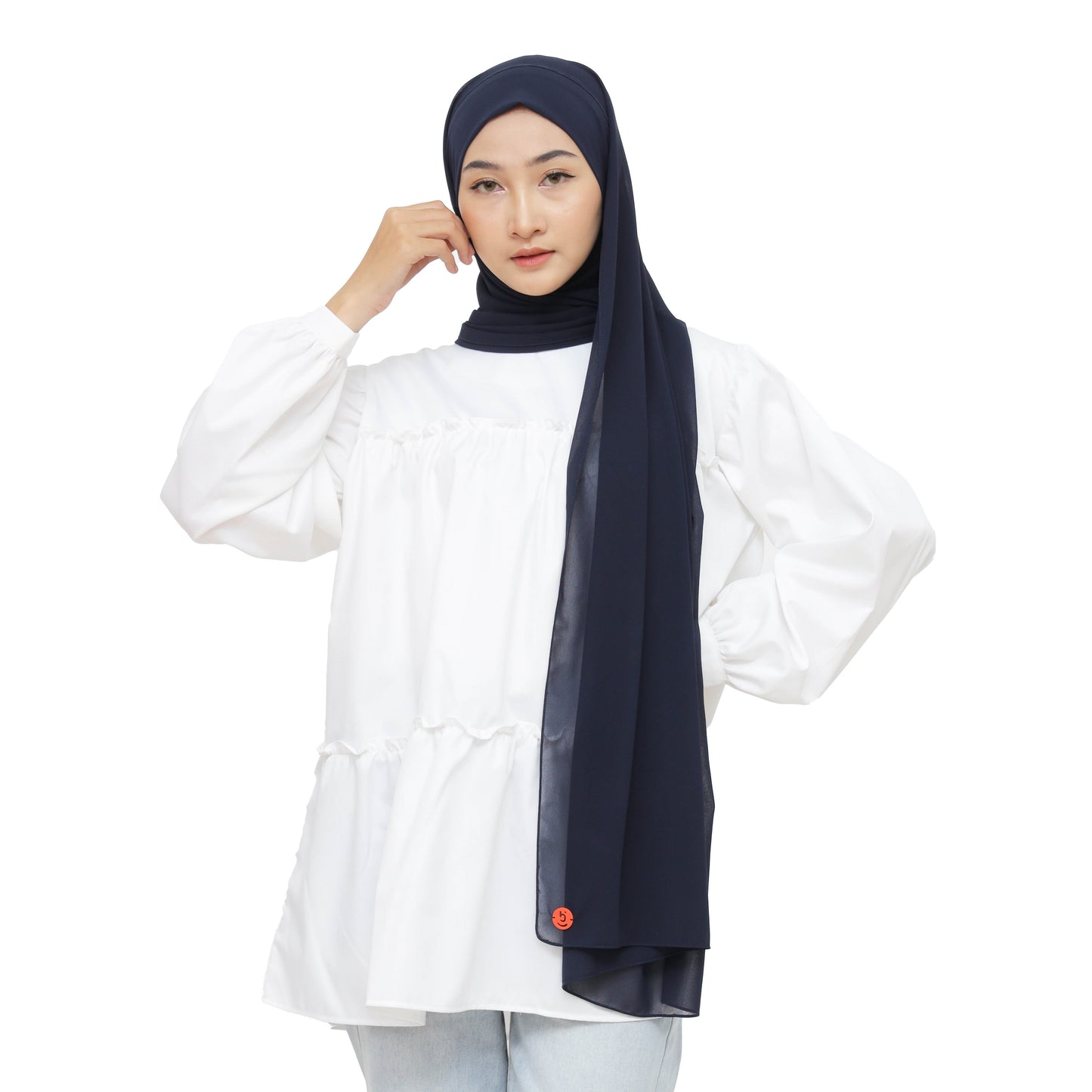 Jiran Pashmina Instan Ceruty Babydoll Hijaberies - Navy