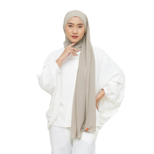 Jiran Pashmina Instan Ceruty Babydoll Hijaberies - Oyster