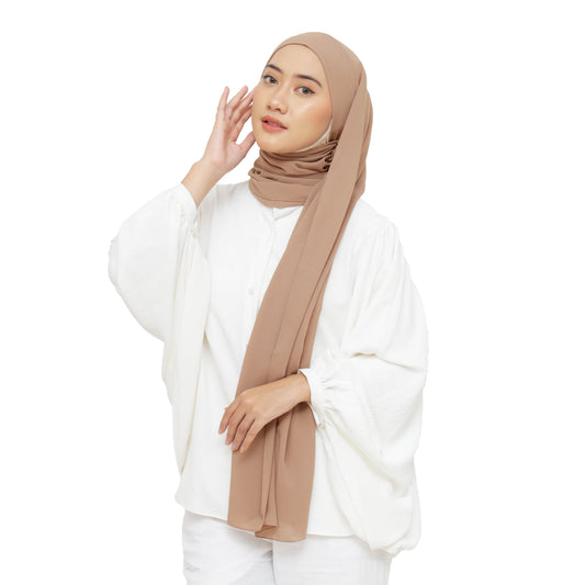 Jiran Pashmina Instan Ceruty Babydoll Hijaberies - Latte