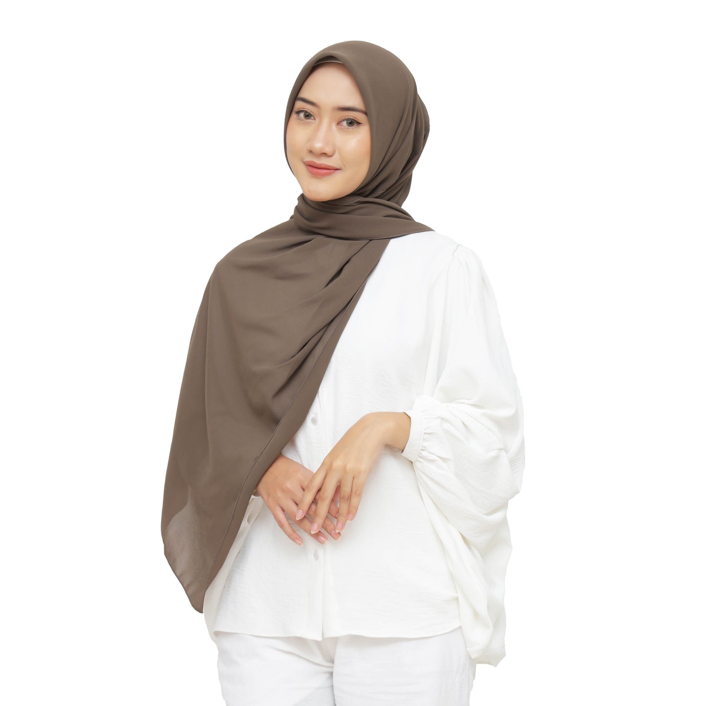 Kelora Pashmina Square Ceruty Babydoll Hijaberies - Major Brown