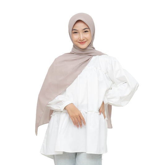 Kelora Pashmina Square Ceruty Babydoll Hijaberies - Mushroom