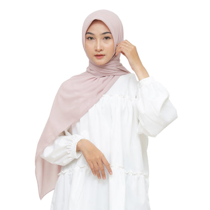 Kelora Pashmina Square Ceruty Babydoll Hijaberies - Rose Ash