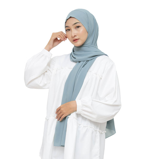 Jiran Pashmina Instan Ceruty Babydoll Hijaberies - Dust Blue