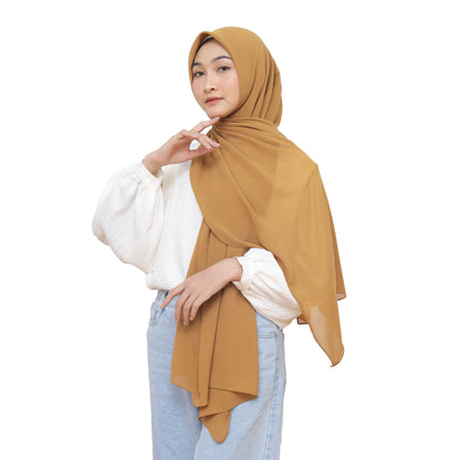 Kelora Pashmina Square Ceruty Babydoll Hijaberies - Butternut