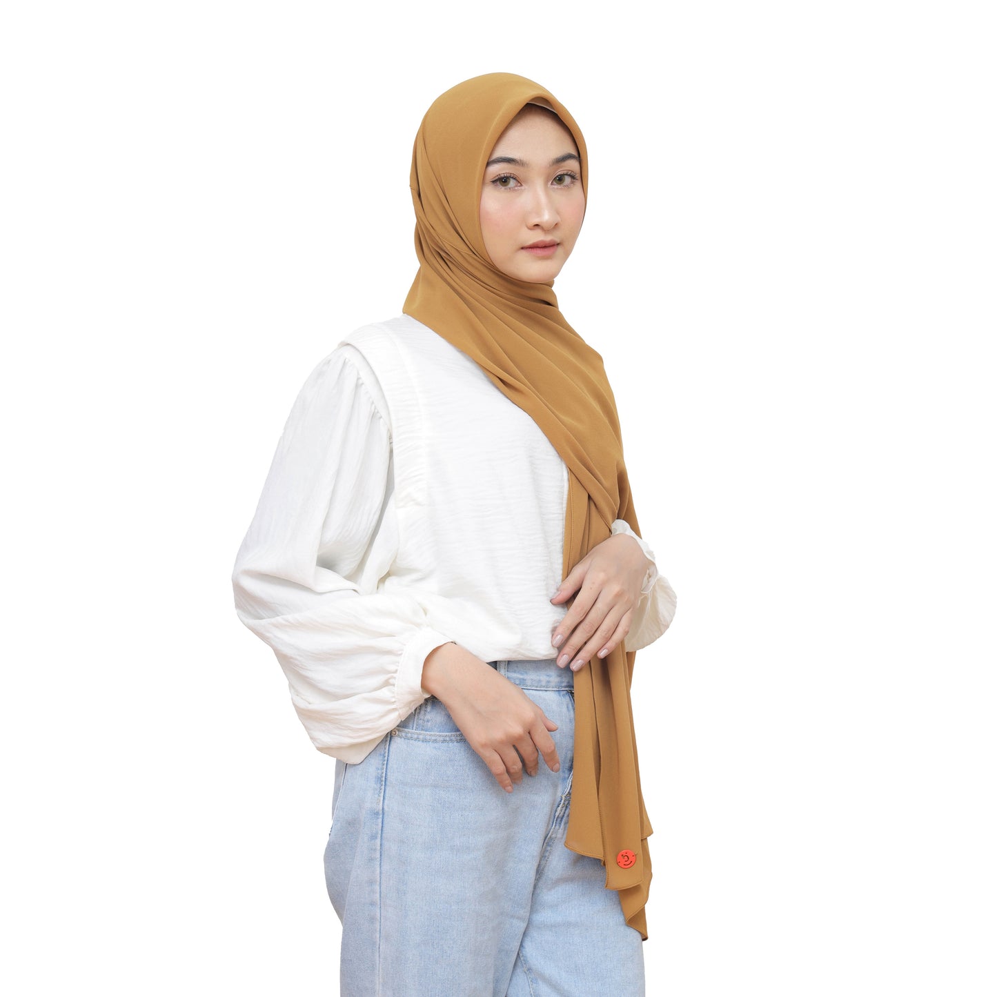 Kelora Pashmina Square Ceruty Babydoll Hijaberies - Butternut