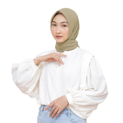 Kelora Pashmina Square Ceruty Babydoll Hijaberies - Olive