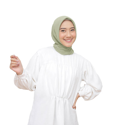 Kelora Pashmina Square Ceruty Babydoll Hijaberies - Sage Green