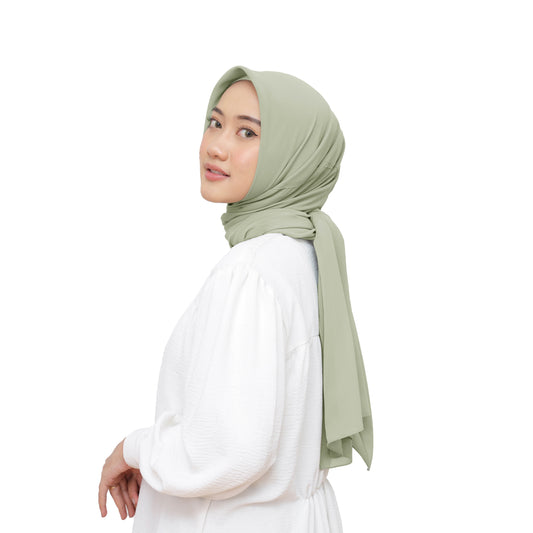 Kelora Pashmina Square Ceruty Babydoll Hijaberies - Sage Green