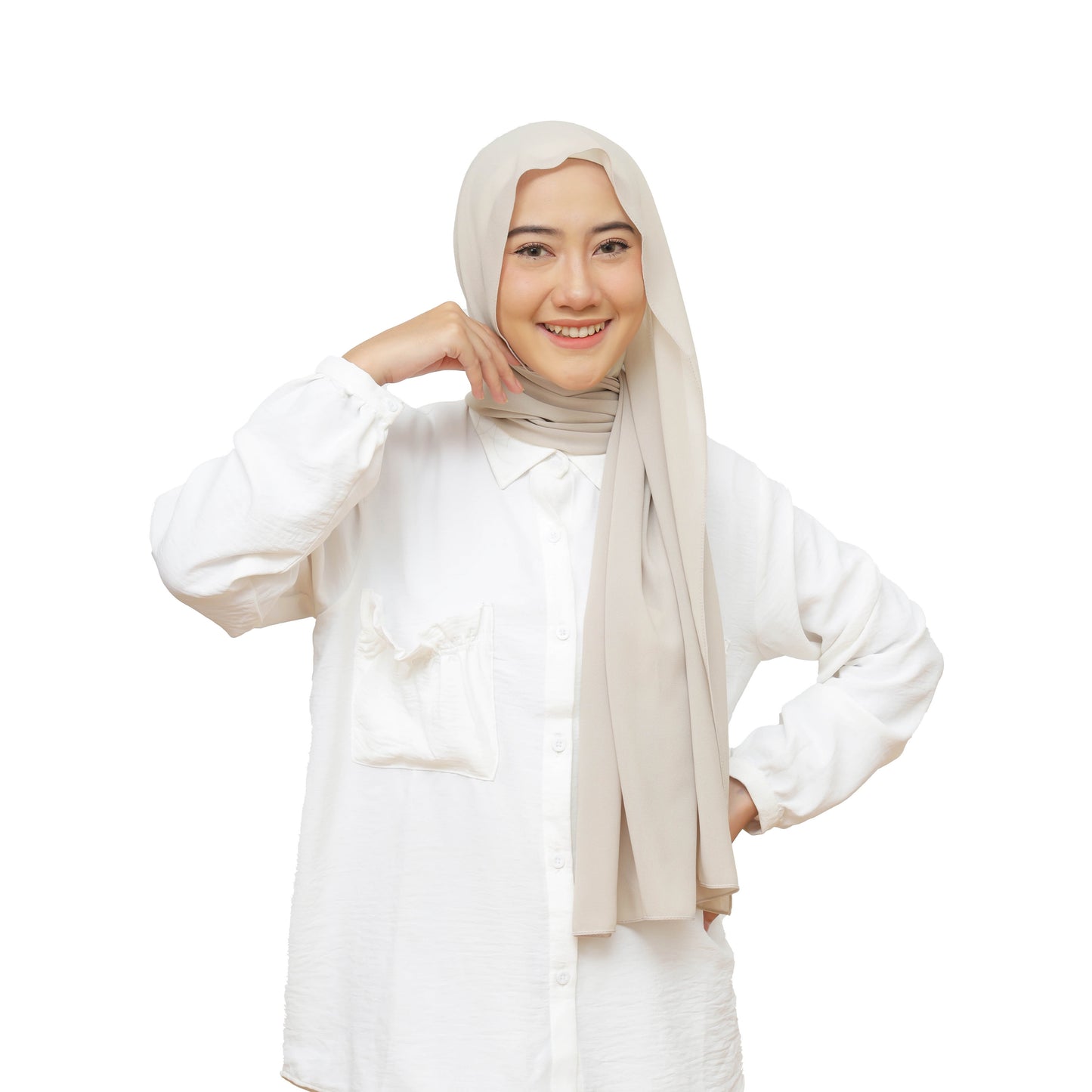 Daily Pashmina Ceruty Babydoll Hijaberies - Ivory Cream