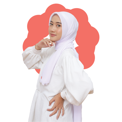 Kelora Pashmina Square Ceruty Babydoll Hijaberies - White