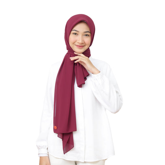 Kelora Pashmina Square Ceruty Babydoll Hijaberies - Wine Plum