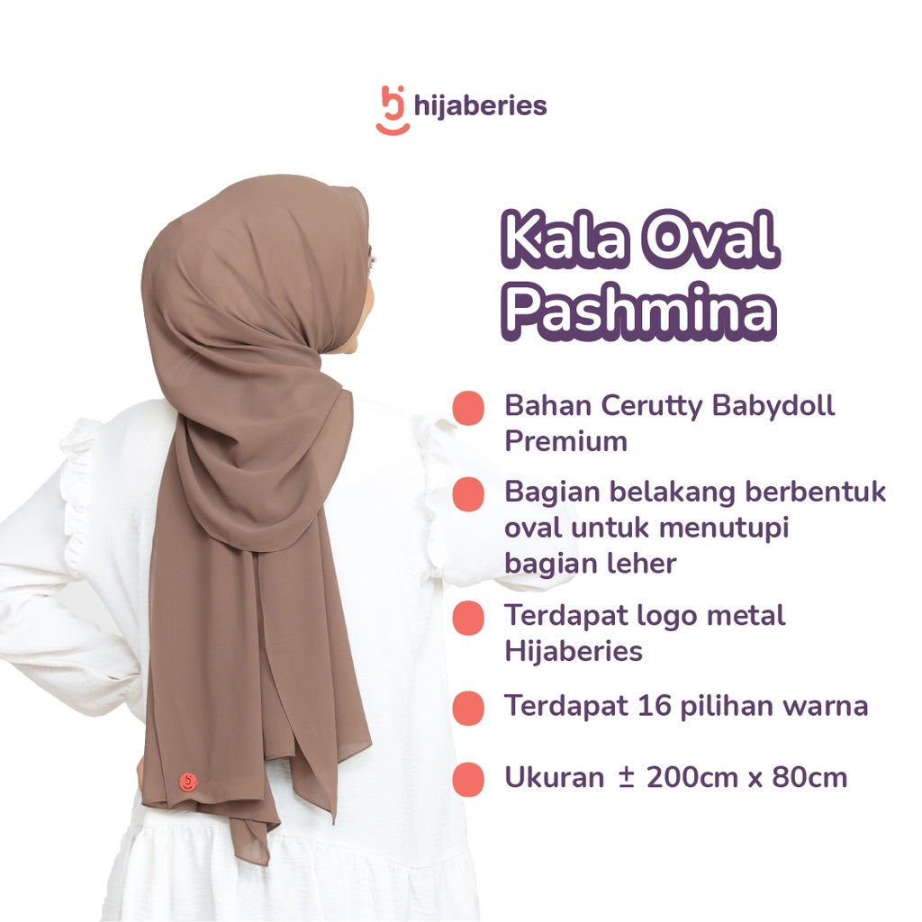 Kala Pashmina Oval Ceruty Babydoll Hijaberies - Toffee